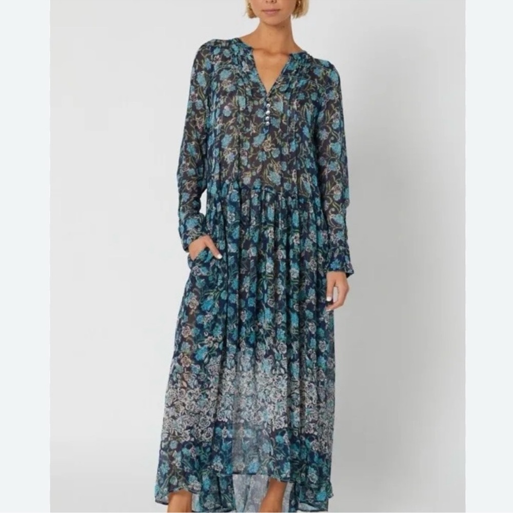 Free People Meadow Maxi Dress • Size XS • Boho Floral Sheer Peasant Style